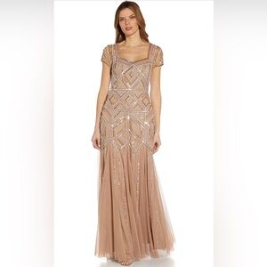 Adrianna Papell Women's Beaded Sweetheart Godet Gown Sz 14